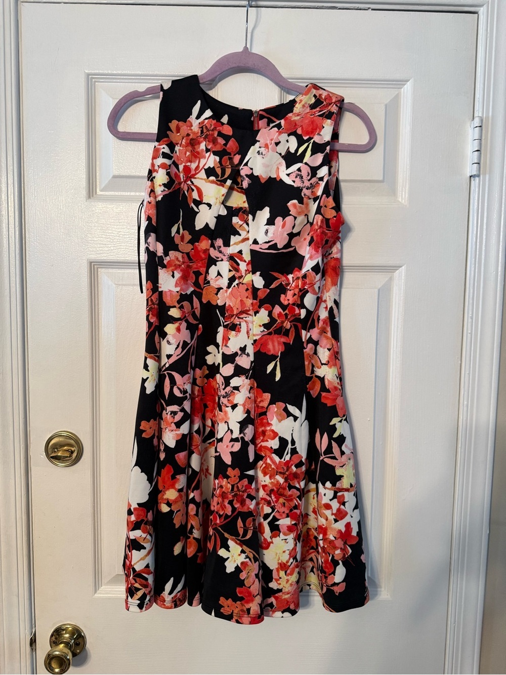 Dress Barn Black Floral Mini Dress with Red & Pink Blooms